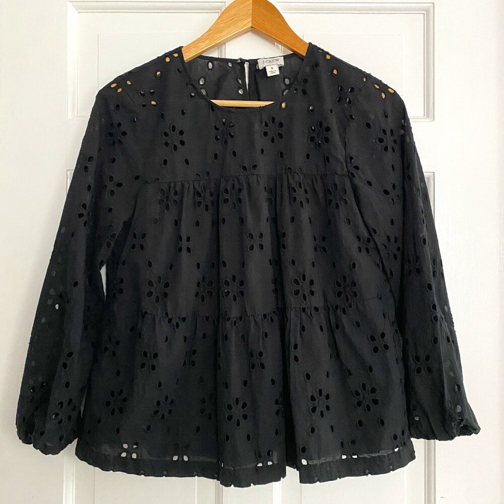 J Crew Tiered Eyelet Blouse